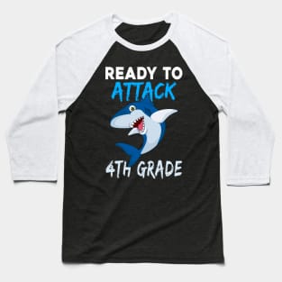 Shark Kids Ready To Attack 4th Grade Boys Back To School Baseball T-Shirt